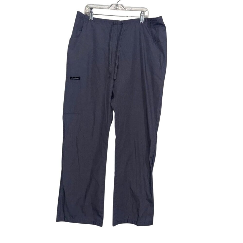Unisex Pewter Gray Drawstring Waist Scrub Pants Medium Polyester & Cotton Blend